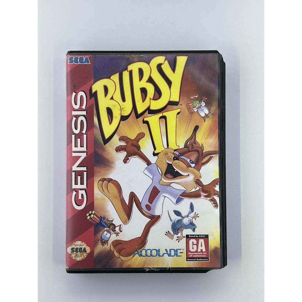 Bubsy II 2 (Sega Genesis, 1994) Game and Case No Manual TESTED WORKING Boxed